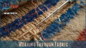 weaving through fabric