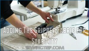 adding the gripper fabric for stability