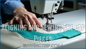 aligning and sewing the cap pieces