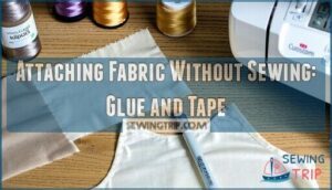 attaching fabric without sewing: glue and tape