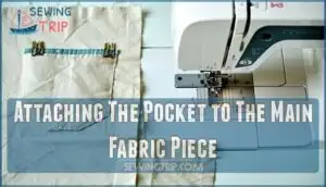attaching the pocket to the main fabric piece