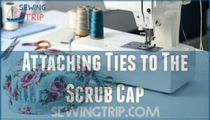 attaching ties to the scrub cap