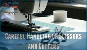 careful handling of scissors and cutters