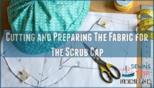 cutting and preparing the fabric for the scrub cap