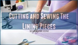 cutting and sewing the lining pieces