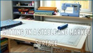 cutting on a stable and marked surface