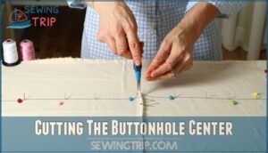 cutting the buttonhole center