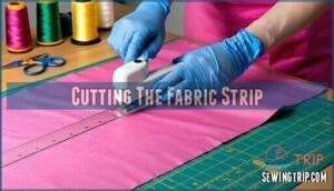 cutting the fabric strip