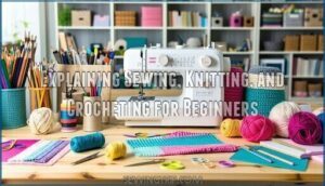 explaining sewing, knitting, and crocheting for beginners