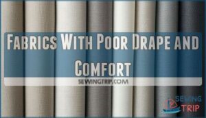 fabrics with poor drape and comfort