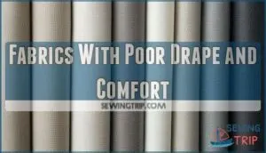 fabrics with poor drape and comfort