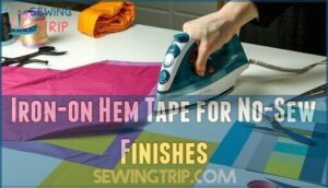 iron-on hem tape for no-sew finishes