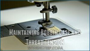maintaining bobbin case and thread tension