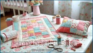 making the quilt and pillow