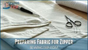preparing fabric for zipper
