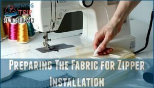 preparing the fabric for zipper installation