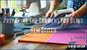 preparing the garment for blind hem stitch