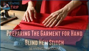 preparing the garment for hand blind hem stitch