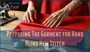 preparing the garment for hand blind hem stitch