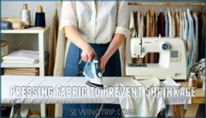 pressing fabric to prevent shrinkage