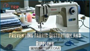 preventing fabric distortion and rippling