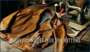 repurposing leather for mittens