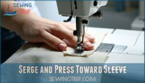 serge and press toward sleeve
