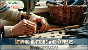 sewing buttons and zippers