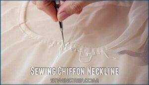 sewing chiffon neckline