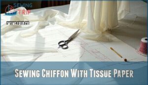 sewing chiffon with tissue paper