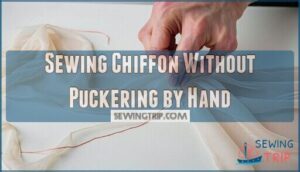 sewing chiffon without puckering by hand