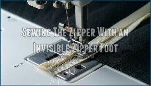 sewing the zipper with an invisible zipper foot