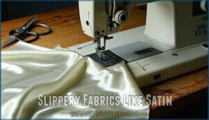 slippery fabrics like satin