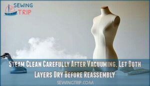 steam clean carefully after vacuuming, let both layers dry before reassembly