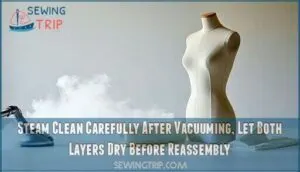 steam clean carefully after vacuuming, let both layers dry before reassembly