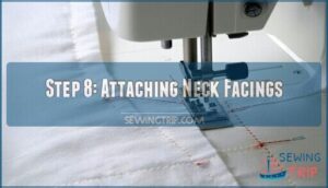 step 8: attaching neck facings