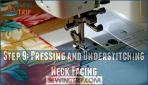 step 9: pressing and understitching neck facing