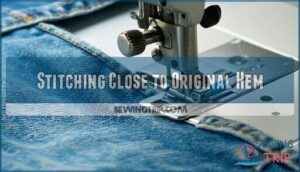 stitching close to original hem