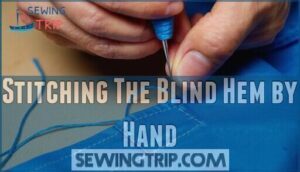 stitching the blind hem by hand