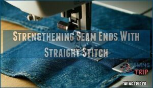 strengthening seam ends with straight stitch