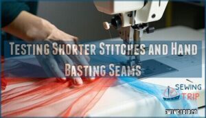 testing shorter stitches and hand basting seams