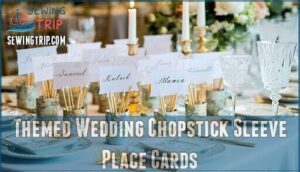 themed wedding chopstick sleeve place cards