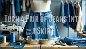 turn a pair of jeans into a skirt