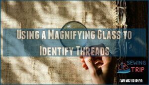 using a magnifying glass to identify threads
