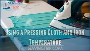 using a pressing cloth and iron temperature