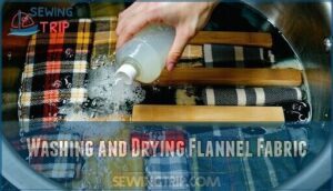 washing and drying flannel fabric