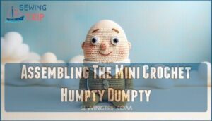 assembling the mini crochet humpty dumpty