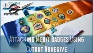 attaching merit badges using cutout adhesive