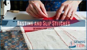 basting and slip stitches