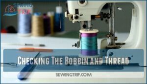 checking the bobbin and thread